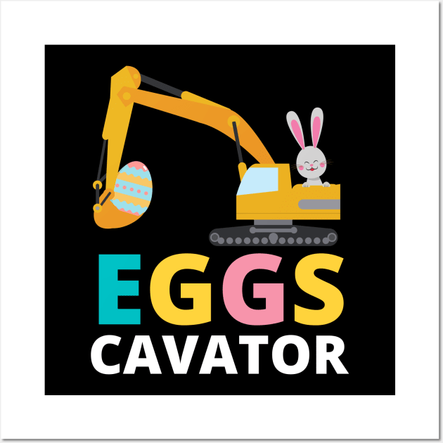 Kids Eggs Cavator Easter Bunny Excavator Cute Boys Kids Toddler Wall Art by Johner_Clerk_Design